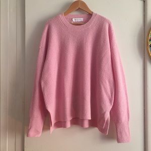 Everlane cashmere waffle pullover ballet pink m
